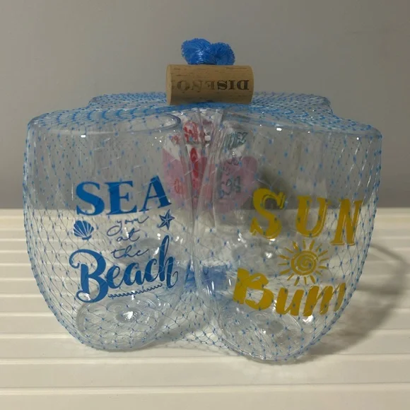 Beach/Summer Shatterproof Plastic Stemless Wine Glasses (includes 4 designs) - Picture 1 of 3
